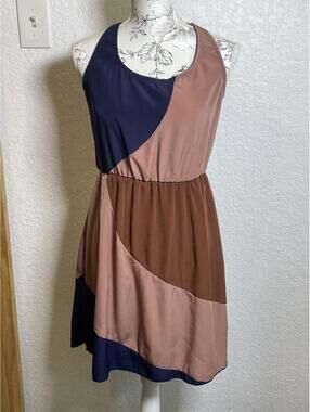 Vanity navy blue/brown/pink block dress size medium